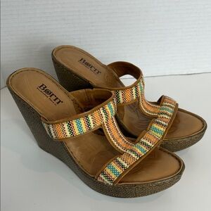 Børn Wedge Sandals Womens 8 Boho Woven Strappy Platform Comfort 4” Heel